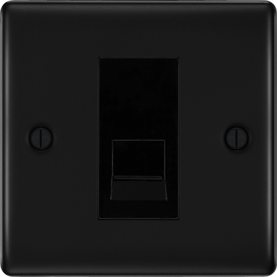 BG NFBRJ111 Nexus Metal Matt Black 1 Gang RJ11 Telephone Socket