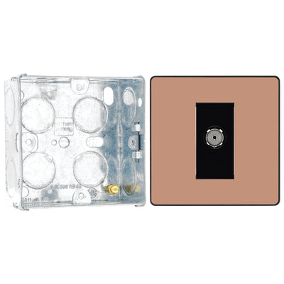 BG Evolve Polished Copper Co-Axial Socket Outlet PCDCP60B with 35mm Steel Back Box