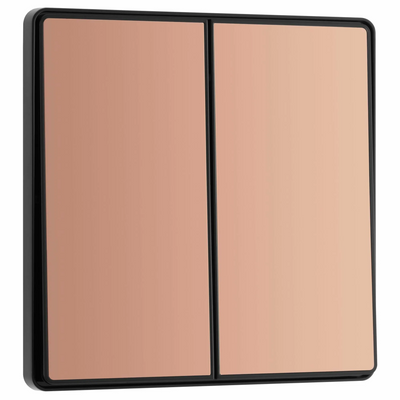 BG Evolve Polished Copper 2 Gang 2-Way 20A Edge to Edge Rocker Light Switch | PCDCP42EB