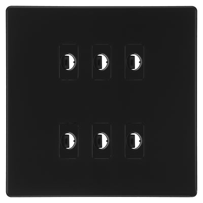 BG Nexus Screwless Matt Black 6 Gang Flex Outlet Socket