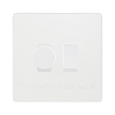 BG Evolve Pearlescent White 2 Gang Switch 1x Trailing Edge LED Dimmer 1x Intermediate Grid Switch by British General (BG-Evolve-CL-2G-CUSTOM-1x-Dimmer-1x-INT)