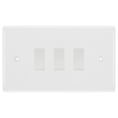 BG White 3 Gang Light Switch 2x Intermediate 1x 2 Way Custom Switch by British General (BG-NEXUS-WM-3G-CUSTOM-2x INT-1x 2WAY SP)