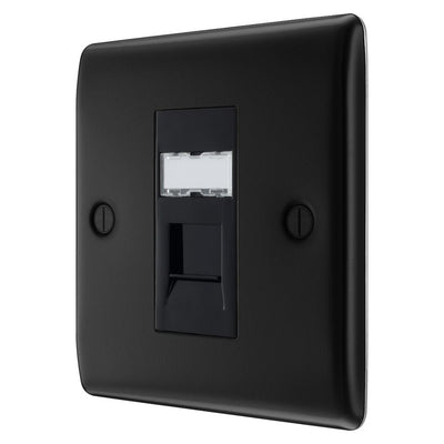 BG Nexus Matt Black 1 Gang RJ45 Single Data Outlet NFBRJ451 with 35mm Steel Back Box