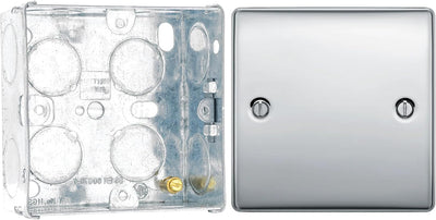 BG Nexus Polished Chrome Single Blank Plate NPC94 with 35mm Steel Back Box