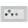 BG Screwless Polished Chrome TV/FM/SAT + Return & 1 Gang Tel - Screened Triplex Socket FPC68W by British General (BG-FPC68W)