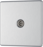 BG FBS60 Nexus Screwless Flat-Plate Single Coaxial TV Outlet Brushed Steel by British General (BG-FBS60-Shopify-SA_1)
