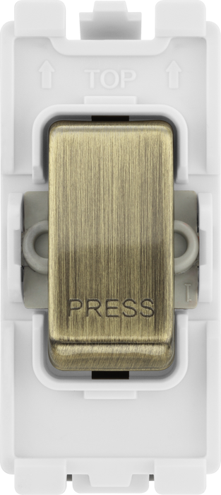 BG RAB14 Nexus Grid Antique Brass 20A 20AX 1 Way 1 Pole Retractive PRESS Switch
