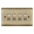 BG Antique Brass 4 Gang Light Switch in Double Format Custom Grid
