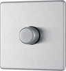 BG FBS81P Flatplate Screwless 1 Gang, 2 Way, 400w Brushed Steel Dimmer Switches by British General (BG-FBS81P-Shopify-SA_1)