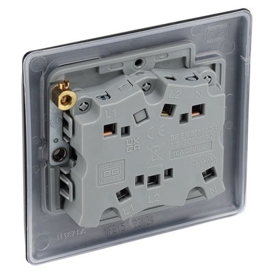 BG Nexus Matt Black 10A Triple Pole Fan Isolator Switch NFB15 with 25mm Steel Back Box