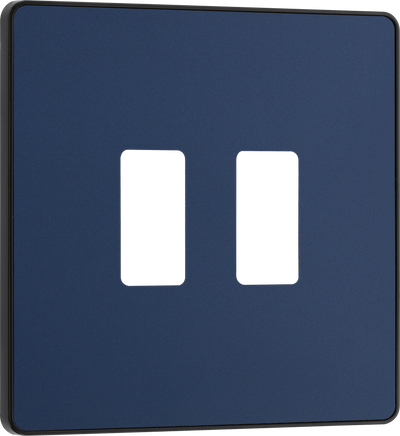 BG RPCDDB2B Evolve Grid Matt Blue 2 Module Square Front Plate - Black Trim