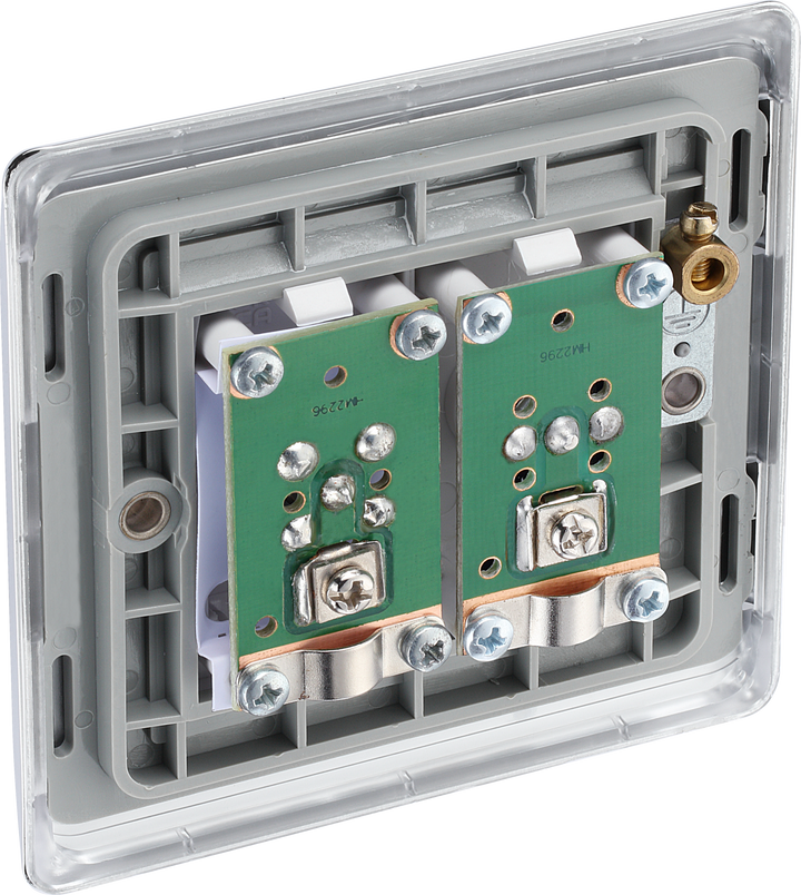 NPC65 Back - This satellite and coaxial socket from British General provides 1 outlet for a TV or FM coaxial aerial connection and 1 outlet for satellite connection.