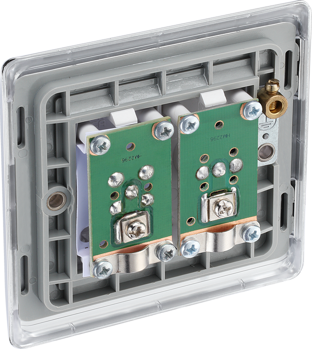 NPC65 Back - This satellite and coaxial socket from British General provides 1 outlet for a TV or FM coaxial aerial connection and 1 outlet for satellite connection.