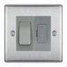 BG Nexus Brushed Steel 2 Way Light Switch & 13A Fused Spur Plate | Grey Insert by British General