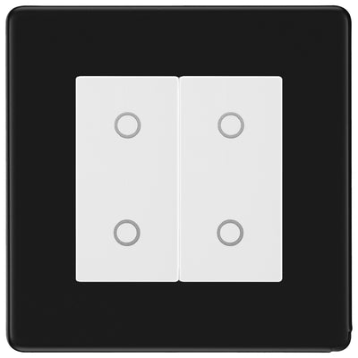 BG Nexus Screwless Matt Black Double Secondary Touch Dimmer Switch - White Insert by British General (BG-EMTDSW+FFBEMS2)