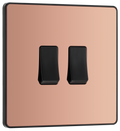 BG Evolve PCDCP42B Polished Copper 2 Gang 20A 16AX 2 Way Light Switch - Black Insert
