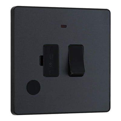BG Evolve Matt Grey 13A Flex Outlet Neon Switched Fused Connection Unit PCDMG52B with 25mm Steel Back Box