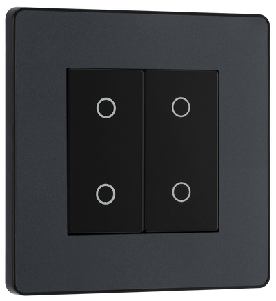 BG Evolve PCDMGTDM2B Matt Grey 2 Gang 200W Edge Dimmer - Black Insert