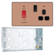 BG Evolve Polished Copper 45A Switch 13A Switched Socket Cooker Control Unit PCDDB70B with 25mm Steel Back Box