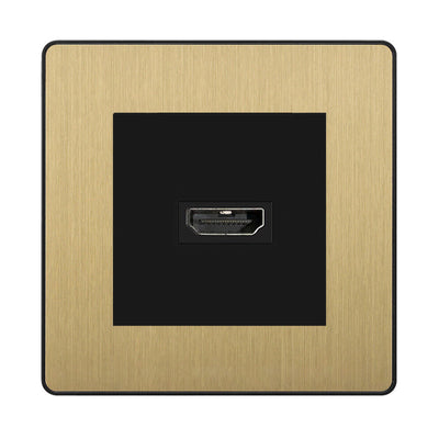 BG Evolve Satin Brass PCDSBHDMI1B 1 Gang Single HDMI Socket by British General (BG-PCDSBEMS2B+EMHDMIB)