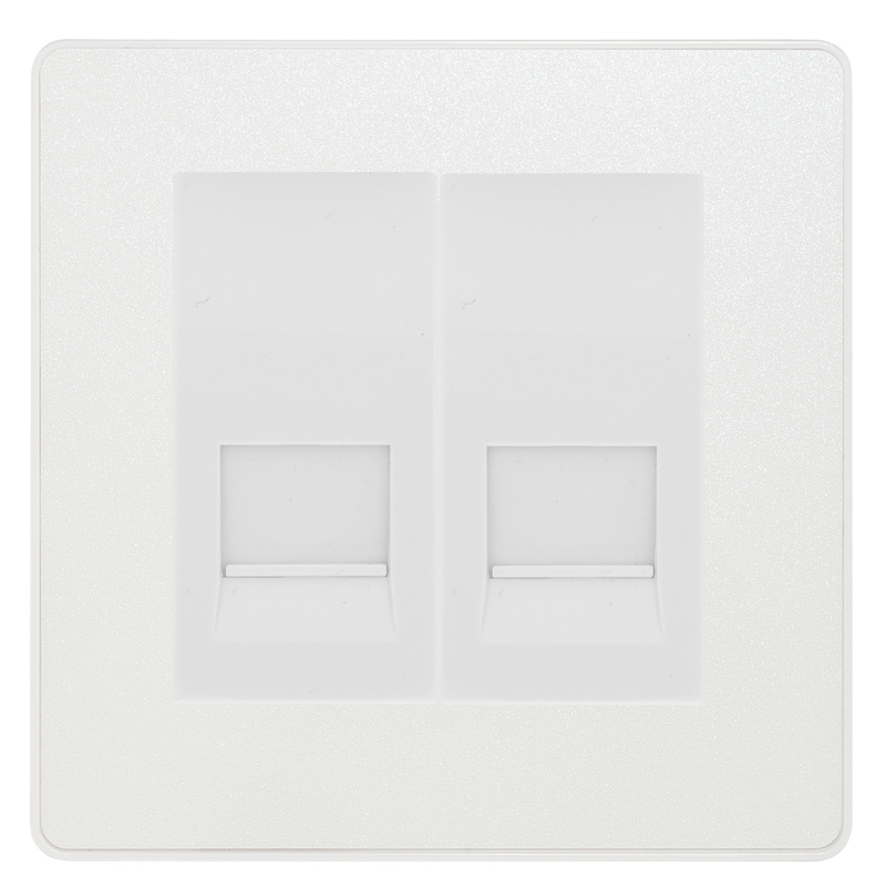 BG Evolve Pearlescent White Double Secondary Telephone Socket, Screw Terminal - White Insert