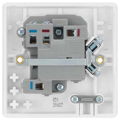 BG 851 Moulded Round Edge | White | 13A 2 Pole Flex Outlet Switched Fused Connection Unit by British General (BG-851)