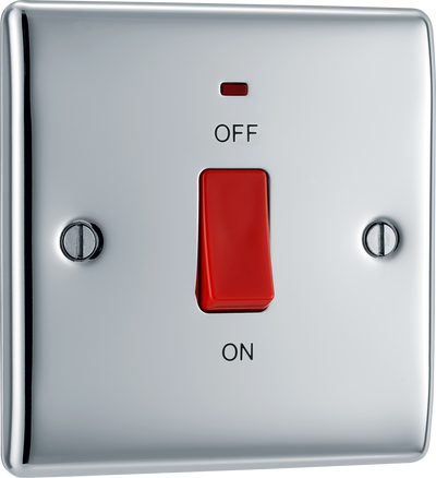  NPC74 Front - This 45A double pole switch with indicator from British General is ideal for use with cookers and ovens.