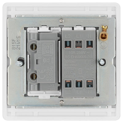 BG 815F Moulded Round Edge | White | 10A Triple Pole Fused Fan Isolator Switch by British General (BG-815F)