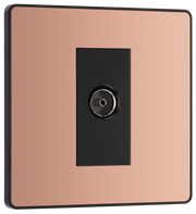 BG Evolve PCDCP60B Polished Copper Co-Axial Socket Outlet - Black Insert by British General