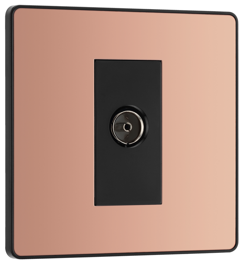BG Evolve PCDCP60B Polished Copper Co-Axial Socket Outlet - Black Insert