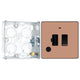 BG Evolve Polished Copper 13A Switched Spur with Neon and Flex Outlet PCDCP52B with 25mm Steel Back Box