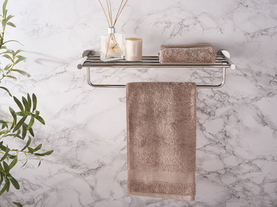 Corby Harrogate Towel Rail with Shelf in Polished Steel