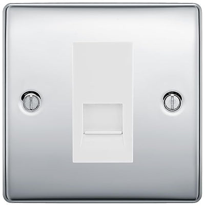 BG Nexus Polished Chrome Single RJ11 Telephone Socket NPCRJ111 - White Insert by British General (BG-NPCRJ111W)