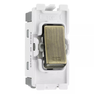 BG RRWMAB Antique Brass 20 Amp DP Appliance Grid Switch Labelled Washing Machine by British General (BG-RRWMAB+RAB30)