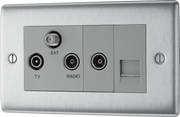 BG NBS68 Nexus Triplex Tv/fm/sat + Return & 1 Gang Tel - Screened Brushed Steel by British General (BG-NBS68-Shopify-SA_1)
