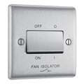 BG NBS15 Metal Brushed Steel 1 Gang 10A 10AX 3 Pole Fan Isolator Plate Switch