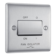 BG NBS15 Metal Brushed Steel 1 Gang 10A 10AX 3 Pole Fan Isolator Plate Switch by British General (BG-NBS15-Shopify-SA_1)