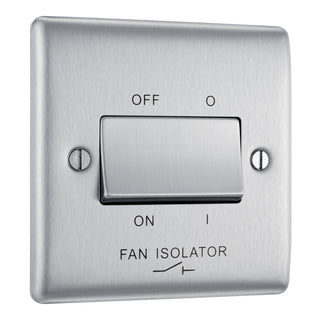 BG NBS15 Metal Brushed Steel 1 Gang 10A 10AX 3 Pole Fan Isolator Plate Switch by British General (BG-NBS15-Shopify-SA_1)