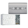 BG Nexus Brushed Steel 2 Way Trailing Edge Triple Dimmer Switch NBS83 with 35mm Steel Back Box