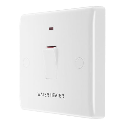 BG Nexus 20A DP Flex Outlet Neon 'Water Heater' Switch & 50mm Pattress Back Box