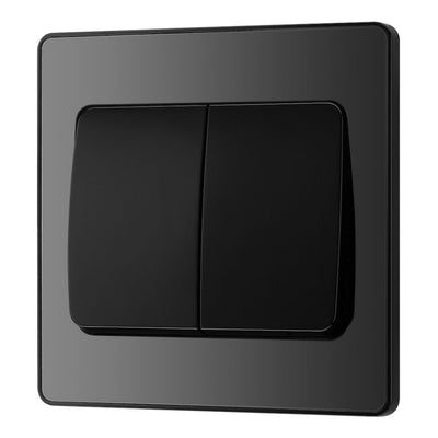 BG Evolve Black Chrome 2G Wide Rocker Light Switch PCDBC42WB with 35mm Steel Back Box