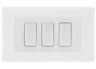 BG White Moulded 3 Gang Intermediate Light Switch Custom Grid - White Insert by British General (BG-Nexus-WM-3G-Combo-3x INT-WH)