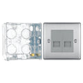 BG Nexus Brushed Steel Double Master Telephone Socket NBSBTM2 with 35mm Steel Back Box