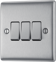 BG NBS43 Nexus Metal Brushed Steel 3 Gang 10A 10AX 2 Way Plate Switch by British General (BG-NBS43-Shopify-SA_1)