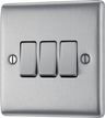 BG NBS43 Nexus Metal Brushed Steel 3 Gang 10A 10AX 2 Way Plate Switch by British General (BG-NBS43-Shopify-SA_1)