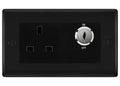 BG Nexus Matt Black 13A Double Pole Key Controlled Socket – Black Inserts