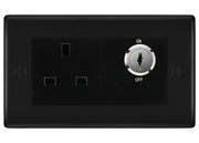 BG Nexus Matt Black 13A Double Pole Key Controlled Socket – Black Inserts by British General (BG-NFBKYSWSB)