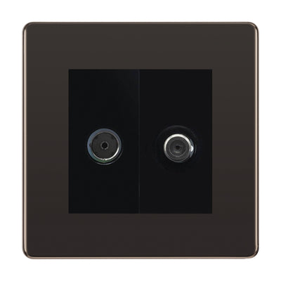 BG Flatplate Screwless Black Nickel TV & Satellite Socket FBN65B by BG Nexus (BG-FBN65B)
