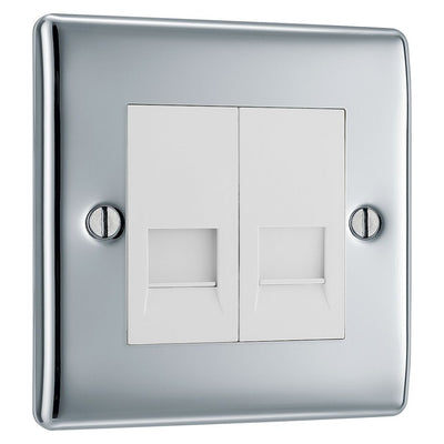 BG Nexus Polished Chrome Double Slave Telephone Socket NPCBTS2 with 35mm Steel Back Box