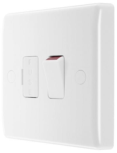 BG 851 Moulded Round Edge | White | 13A 2 Pole Flex Outlet Switched Fused Connection Unit by British General (BG-851)
